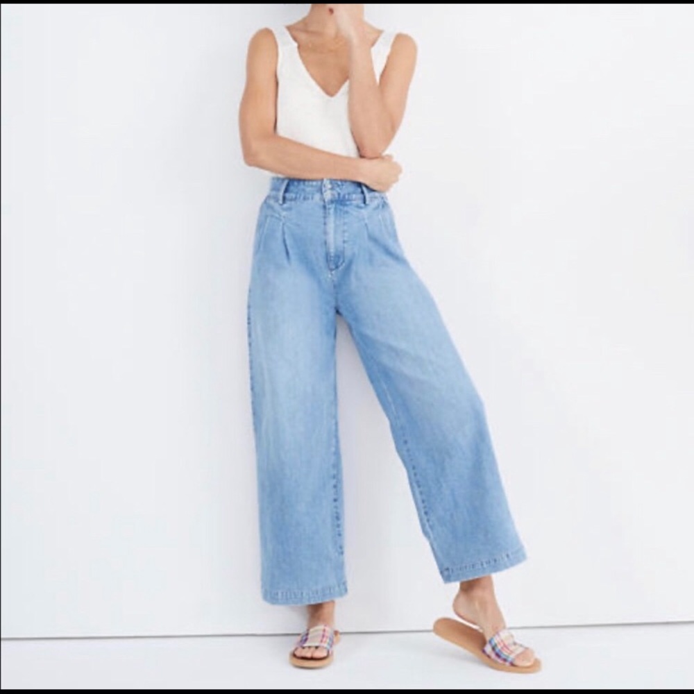 NWT Madewell pleated wide leg jeans